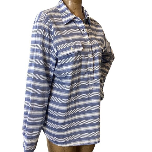 Chaps Cotton Blue & White Striped Shirt Women's Sz XL #253i - Picture 3 of 7